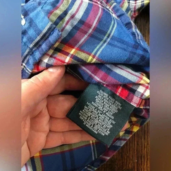 Ralph Lauren Boys 12M Blue/Red/Yellow Plaid Button-Down Oxford Shirt - EUC! - Picture 7 of 7